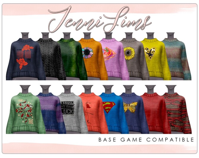 Sims 4 sweater BASE GAME COMPATIBLE at Jenni Sims