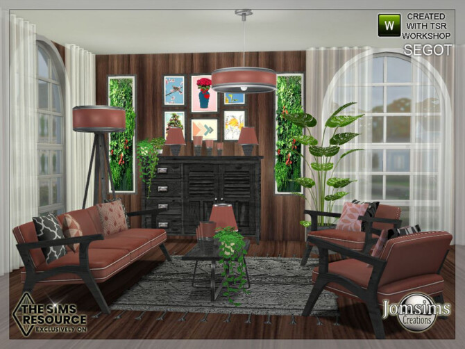 Sims 4 Segot living room by jomsims at TSR