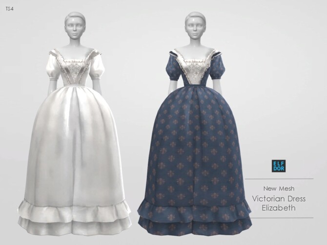 Sims 4 Victorian Dress Elizabeth at Elfdor Sims