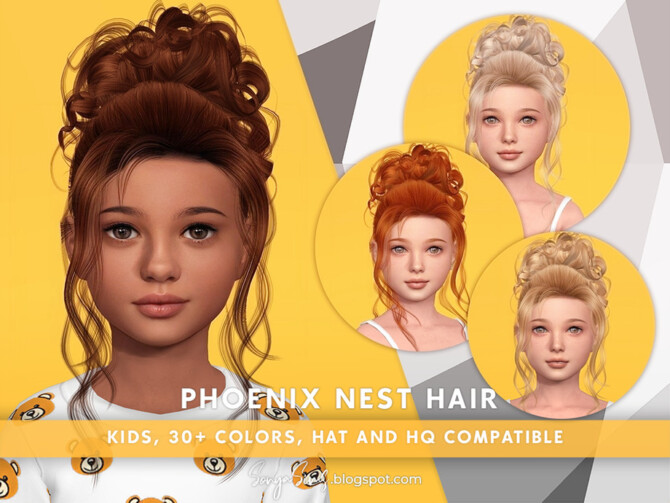 Sims 4 Phoenix Nest Hair KIDS by SonyaSimsCC at TSR