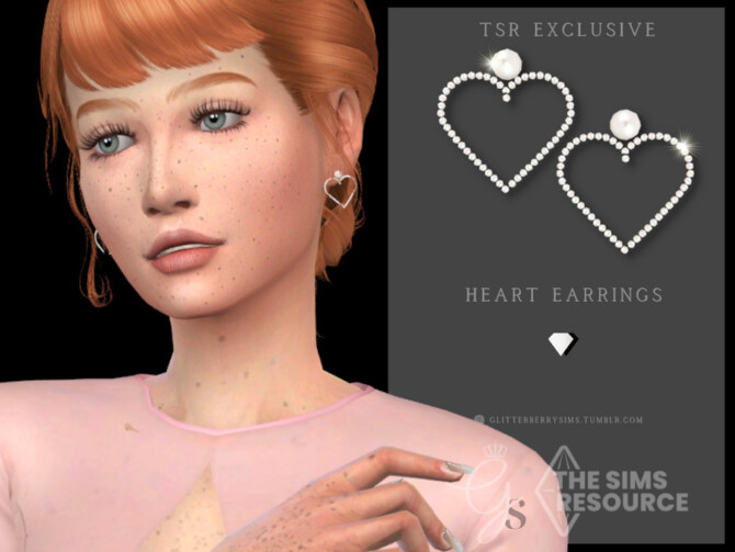 Sims 4 Heart Pearl Earrings by Glitterberryfly at TSR