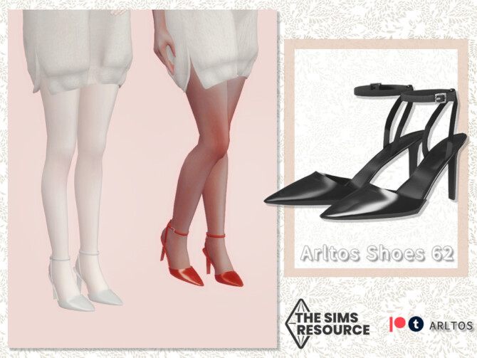 Sims 4 Pointed leather high heels 62 by Arltos at TSR