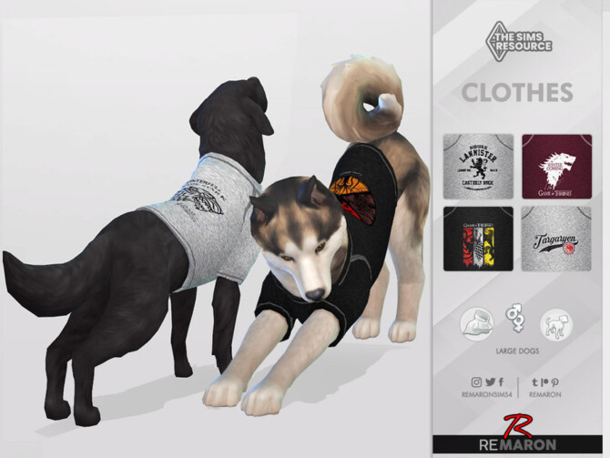 Sims 4 GOT Shirt 01 for Large Dogs by remaron at TSR