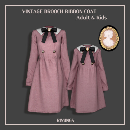 Sims 4 Vintage Brooch Ribbon Coat at RIMINGs