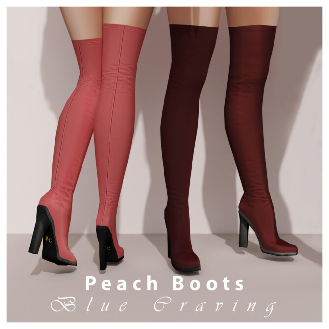 Sims 4 PEACH BOOTS at Blue Craving