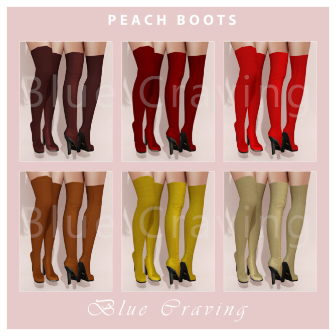 Sims 4 PEACH BOOTS at Blue Craving