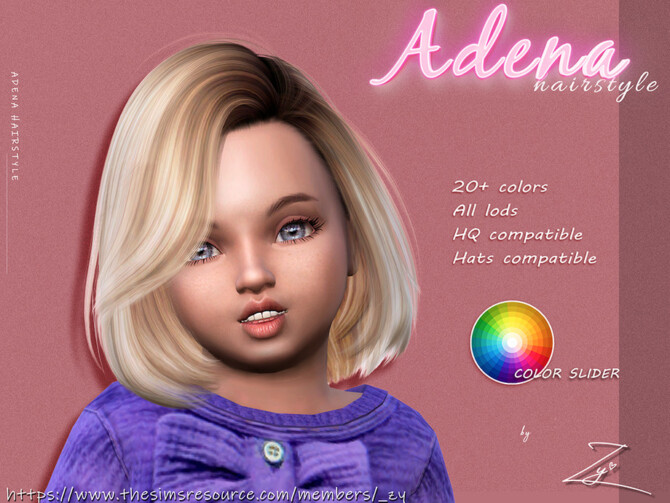 Sims 4 Adena Hairstyle for toddlers(medium bob hairstyle) by  zy at TSR