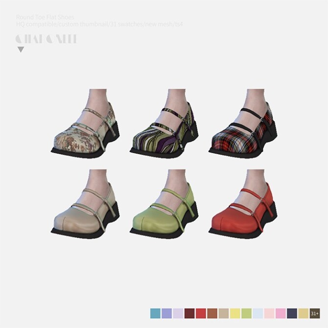 Sims 4 Round Toe Flat Shoes at Charonlee