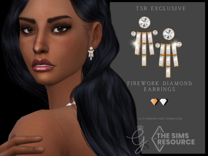 Sims 4 Firework Diamond Earrings by Glitterberryfly at TSR
