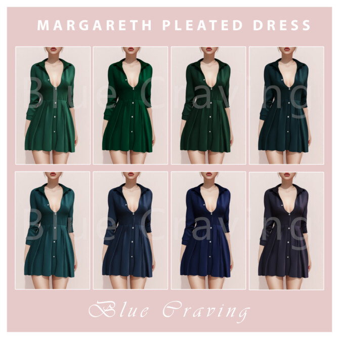 Sims 4 MARGARETH PLEATED DRESS at Blue Craving