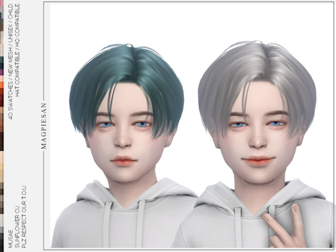 Sims 4 Sunflower Hair for Child by magpiesan at TSR