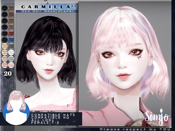 Sims 4 Female Hairstyle Carmilla by KIMSimjo at TSR