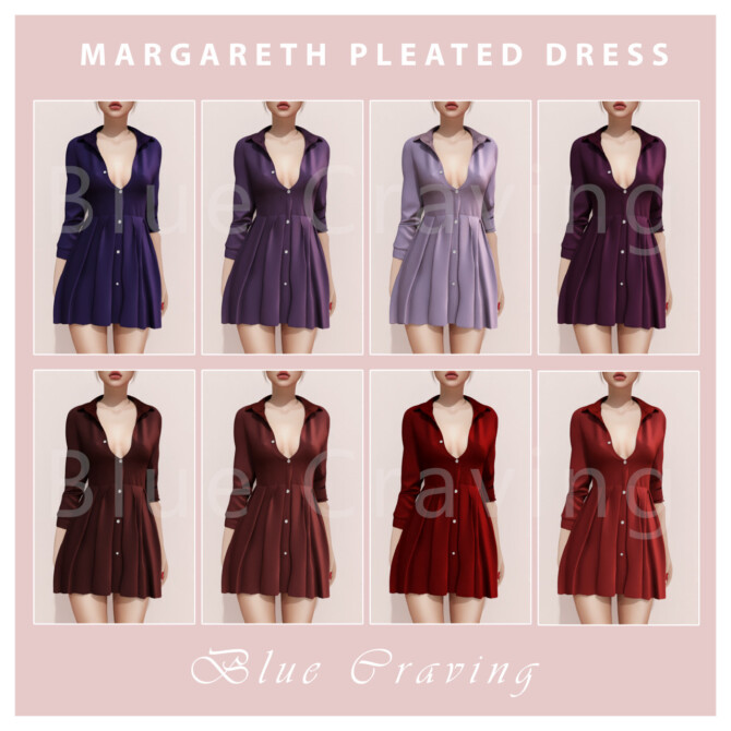 Sims 4 MARGARETH PLEATED DRESS at Blue Craving