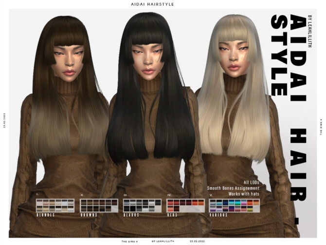 Sims 4 Aidai Hairstyle by Leah Lillith at TSR