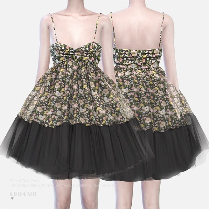 Sims 4 Tiered Tulle Dress at Charonlee