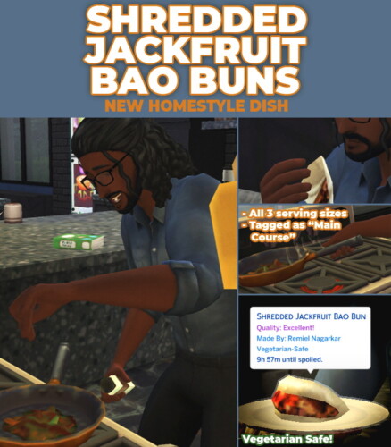 Sims 4 Shredded Jackfruit Bao Bun by RobinKLocksley at Mod The Sims 4
