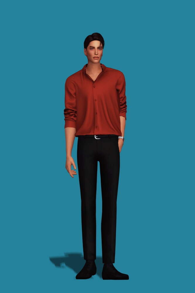 Sims 4 Button Down Collared Silky Shirt at Gorilla