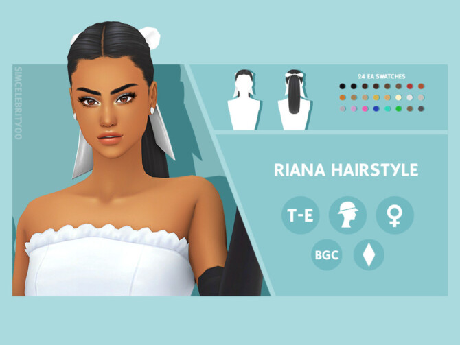 Sims 4 Riana Hairstyle by simcelebrity00 at TSR
