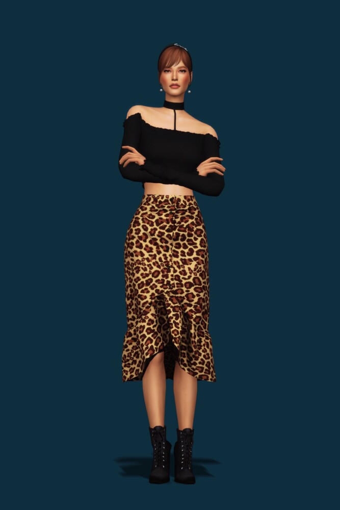 Sims 4 Button Down Ruffle Skirt at Gorilla