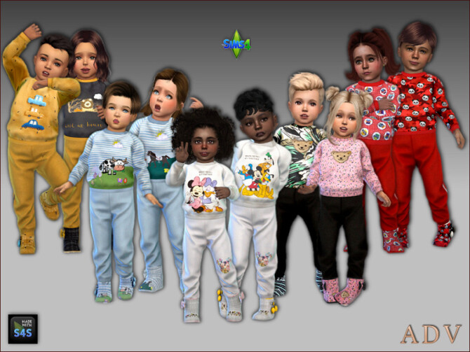Sims 4 Sweatshirts pants and slippers for toddlers at Arte Della Vita