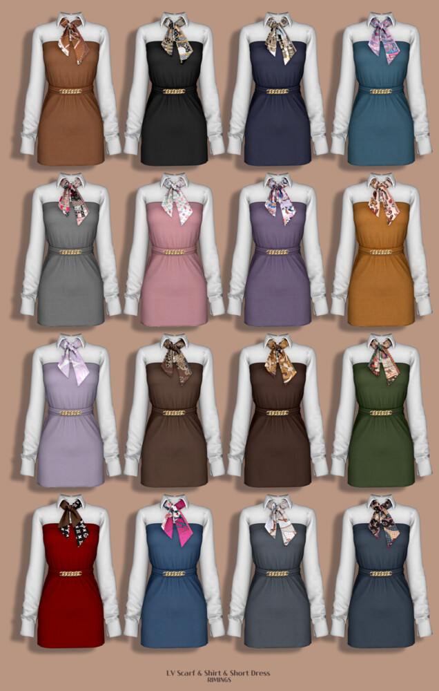 Sims 4 Scarf & Shirt & Short Dress at RIMINGs
