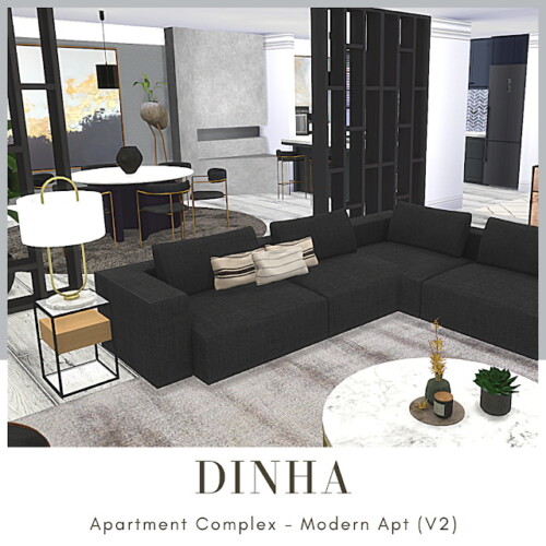 Sims 4 Complex Apartment   Lot with 6 Apartments at Dinha Gamer