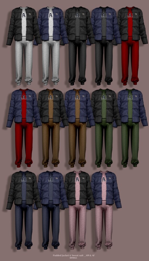Sims 4 Padded Jacket & Sweat suit at RIMINGs