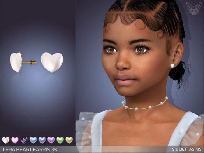 Sims 4 Lera Heart Earrings For Kids by feyona at TSR