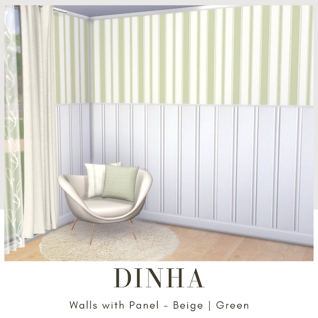 Sims 4 Walls with Panel at Dinha Gamer