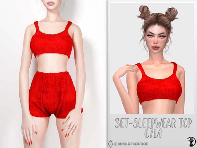 Sims 4 Set Sleepwear Top C714 by turksimmer at TSR