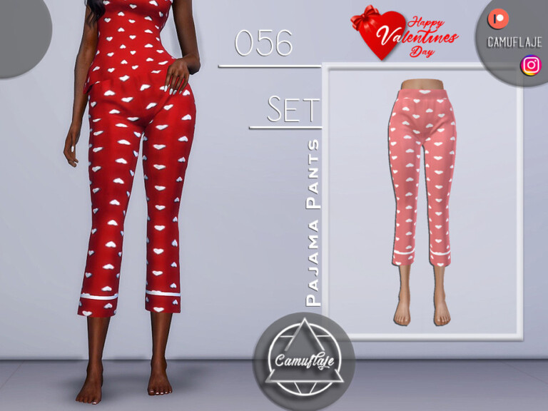 SET 056 Pajama Pants (Valentines Day) by Camuflaje at TSR » Sims 4