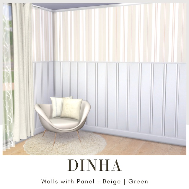 Sims 4 Walls with Panel at Dinha Gamer