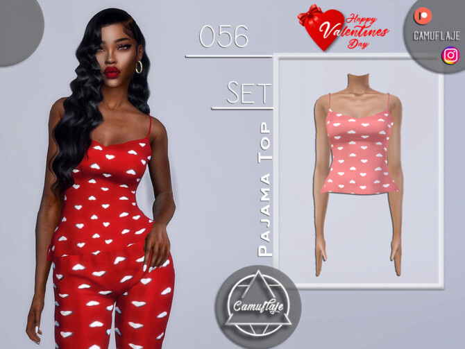 Sims 4 SET 056   Pajama Top (Valentines Day) by Camuflaje at TSR