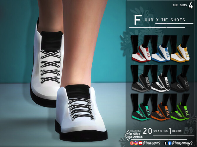 Sims 4 Four X Tie Shoes by Mazero5 at TSR