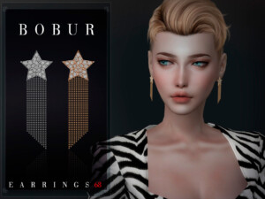 Star earrings with waterfall chains by Bobur3 at TSR