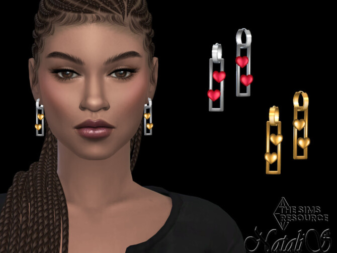 Sims 4 Valentines double heart earrings by NataliS at TSR