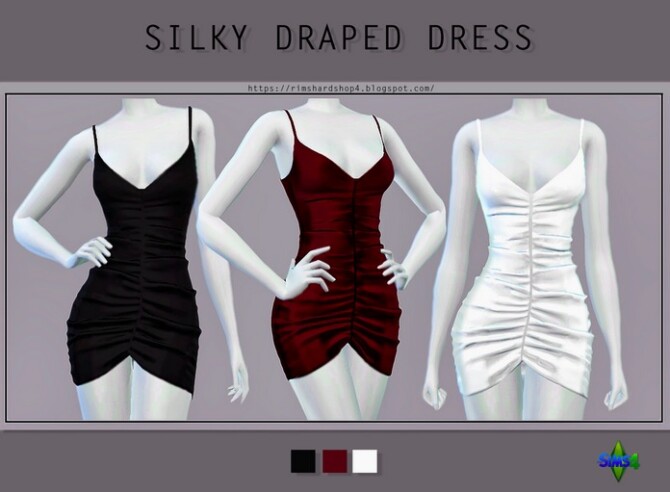 Sims 4 Silky Draped Dress at Rimshard Shop