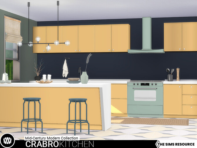 Sims 4 Mid Century Modern   Crabro Kitchen by wondymoon at TSR