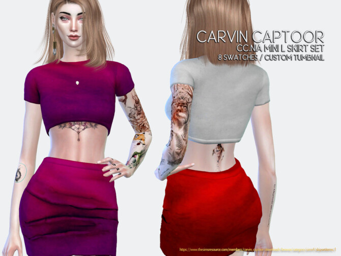 Sims 4 Nia Mini Skirt L Set by carvin captoor at TSR