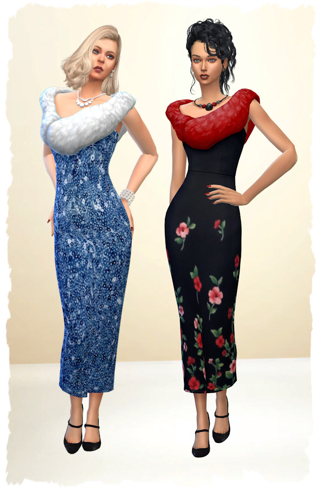 Sims 4 Dress with fur at All 4 Sims