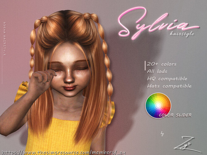 Sims 4 Sylvia Hairstyle ( double bubble braids) for toddlers by  zy at TSR