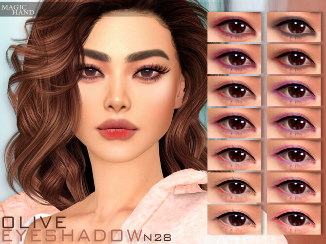 Sims 4 Olive Eyeshadow N28 by MagicHand at TSR
