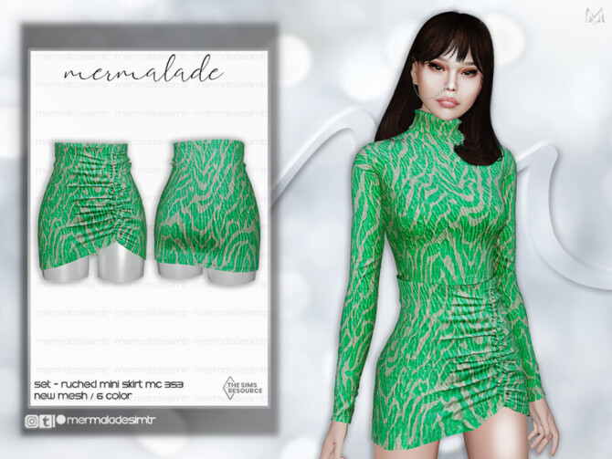 Sims 4 Set  Ruched Mini Skirt MC353 by mermaladesimtr at TSR