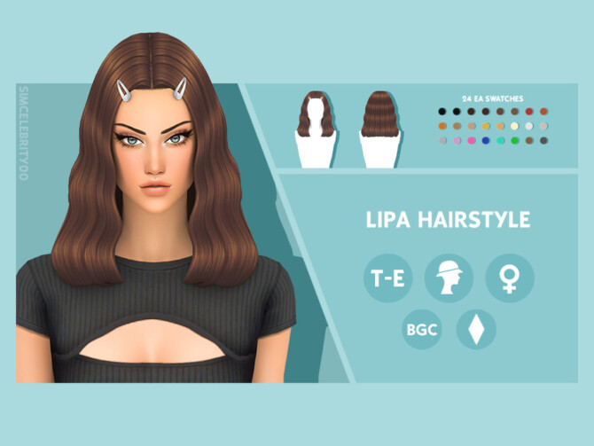 Sims 4 Lipa Hair by simcelebrity00 at TSR