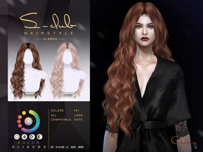 Sims 4 Wavy Long hair (Ailey II) by S Club at TSR