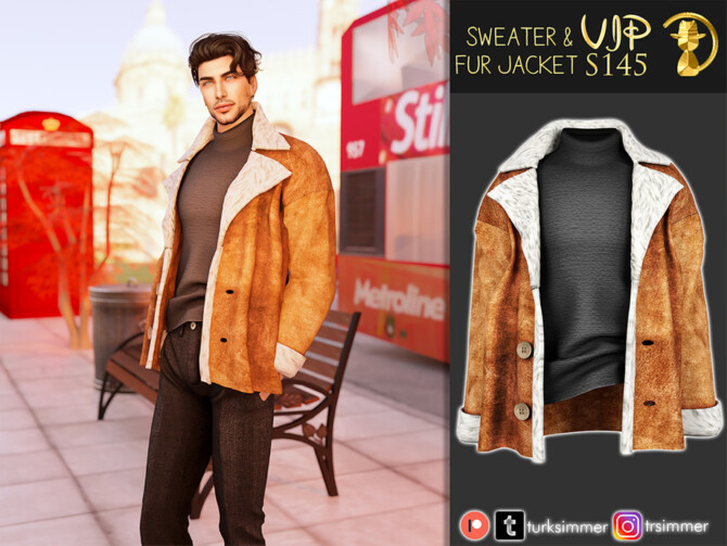 Sims 4 Sweater & Fur Jacket S145 by turksimmer at TSR