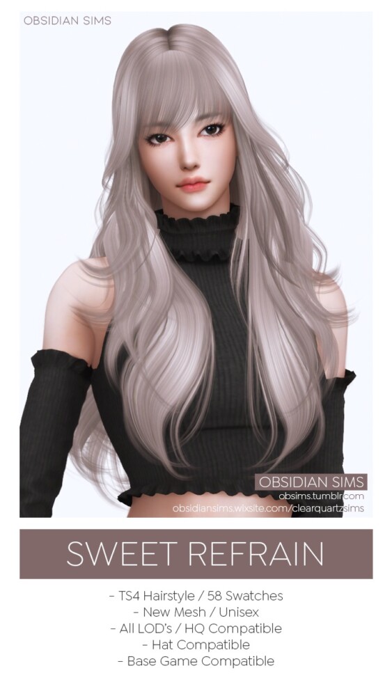 Sims 4 SWEET REFRAIN HAIRSTYLE at Obsidian Sims