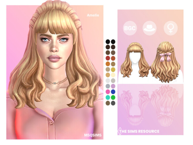 Amelie Hair by MSQSIMS at TSR » Sims 4 Updates