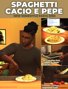 Spaghetti Cacio e Pepe – New Custom Recipe  by RobinKLocksley at Mod The Sims 4