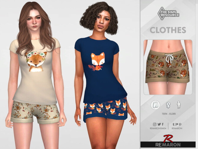 Sims 4 PJ Fox Shorts 01 for Female by remaron at TSR